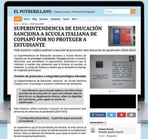 Superintendencia de Educación sanciona a la Scuola Italiana de Copiapó por no aplicar protocolos de maltrato y vulnerar la integridad de un estudiante